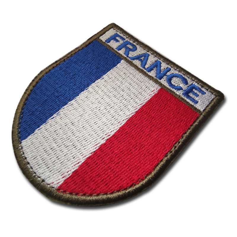 法国陆军旗帜盾形france国旗战术军事徽章刺绣魔术贴臂章包配贴章