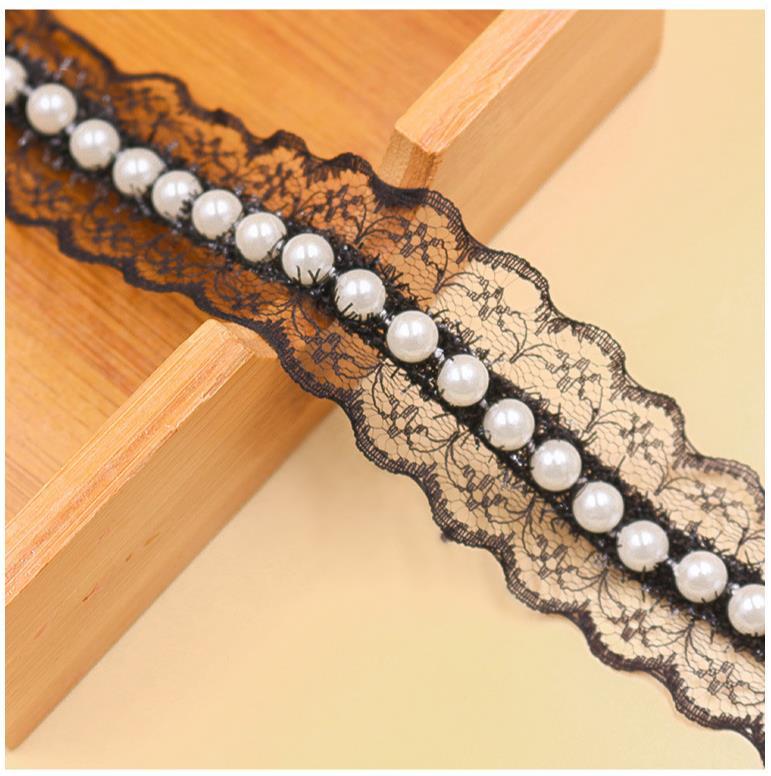 Cross-Border Lace Pearl Lace Ribbon DIY Collar Curtain Wedding Accessories Clothing Hair Accessories Headdress Coat and Cap Decoration