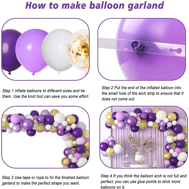 Amazon Ins Style Balloon Chain Package Purple Rubber Balloons Combination Set Birthday Wedding Party Decoration