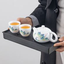 千里江山羊脂玉白瓷功夫纯手工茶具套装轻奢简约茶壶茶杯