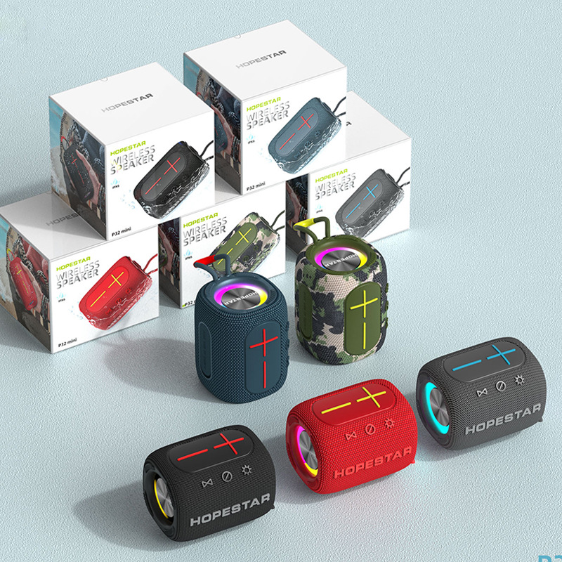 hopestar p32mini便携无线蓝牙音箱户外迷你手机音响led彩灯插卡