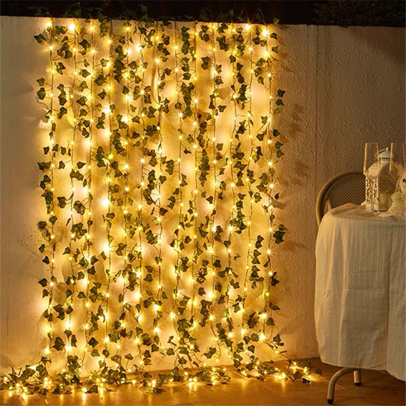 New Led Lighting Chain Anti-Real Green Plant Light Bar Table Decoration Bedroom Set Ivy Green Radish Curtain Lighting Chain