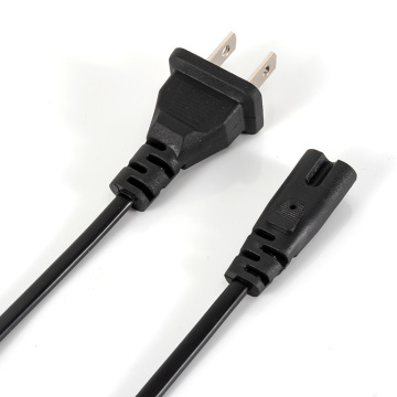 美规两扁插八字尾充电器适配器线材国标两孔插头电源线1.5m