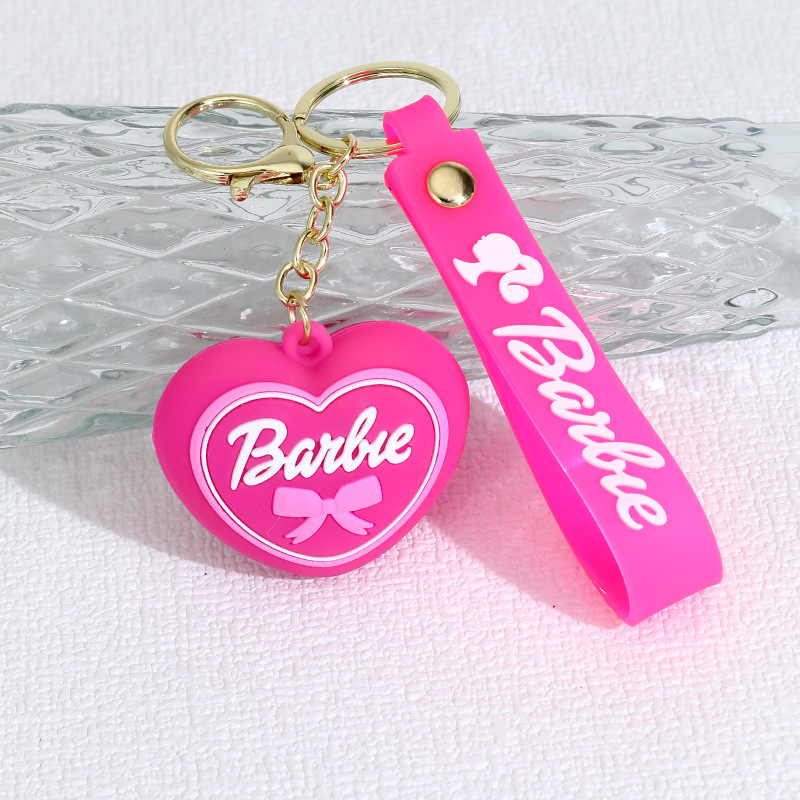 Cartoon Barbie Doll Keychain Pendant Cute Heart Shape Flashing Light Silica Gel Doll Bag Car Small Ornaments Gift