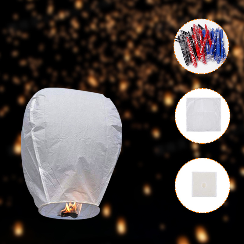 花火闪光黑布蜡白色可降解椭圆型孔明灯-阿里巴巴