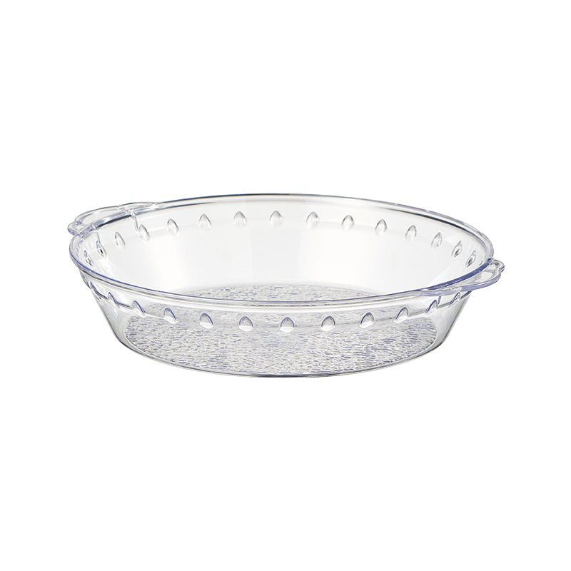 Light Luxury Fruit Plate with Handle Transparent round Snack Dried Fruit Plate Commercial Living Room Refreshments Snack Dish Plastic Tray