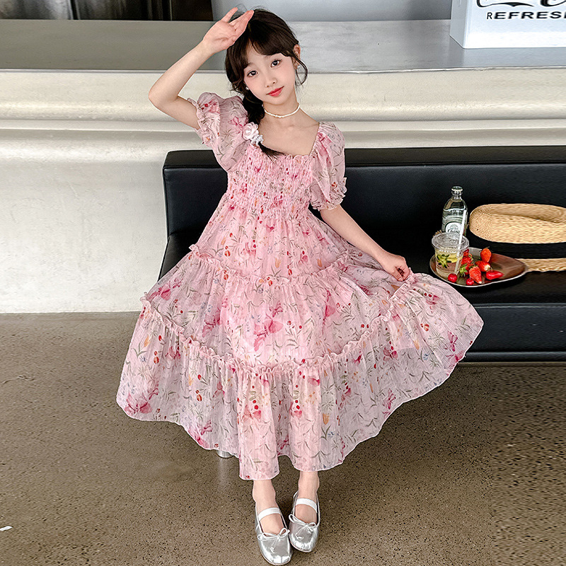 女童连衣裙夏季2024新款洋气大童夏装公主裙儿童超仙甜美碎花裙子