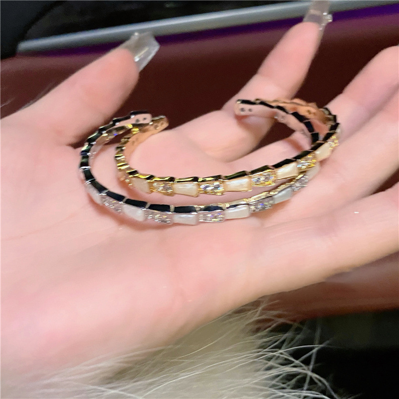 Zircon Crystal Snake Bone-Shaped Open-Ended Bracelet Light Luxury Minority High Sense Bracelet Fashion Personality All-Match Jewelry Wholesale