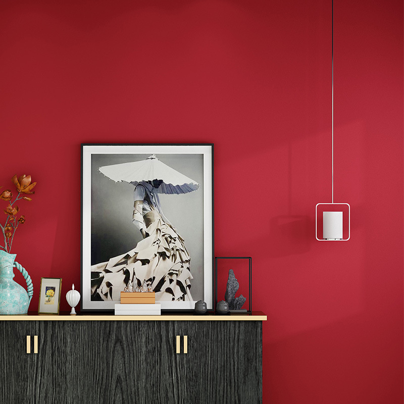 墙纸自粘复古深红暗红大红色红砖红餐饮饭馆店铺背景墙壁纸贴