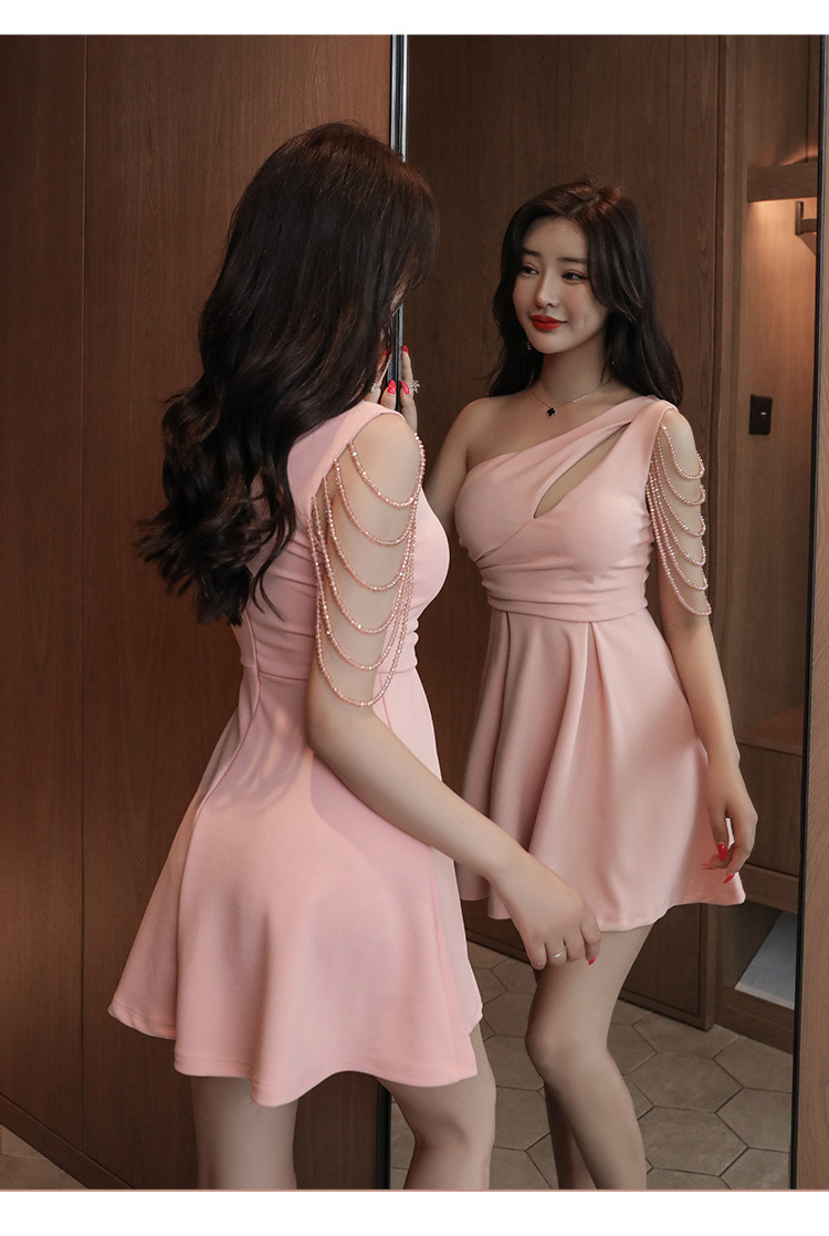 夜场上班衣服低胸遮肚水疗工作服短裙夜店女装夜总店性感连衣裙秋