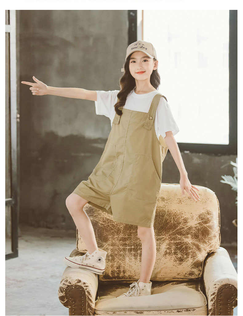 女童夏装背带裤宽松洋气网红套装2021新款中大儿童夏款吊带裤12岁