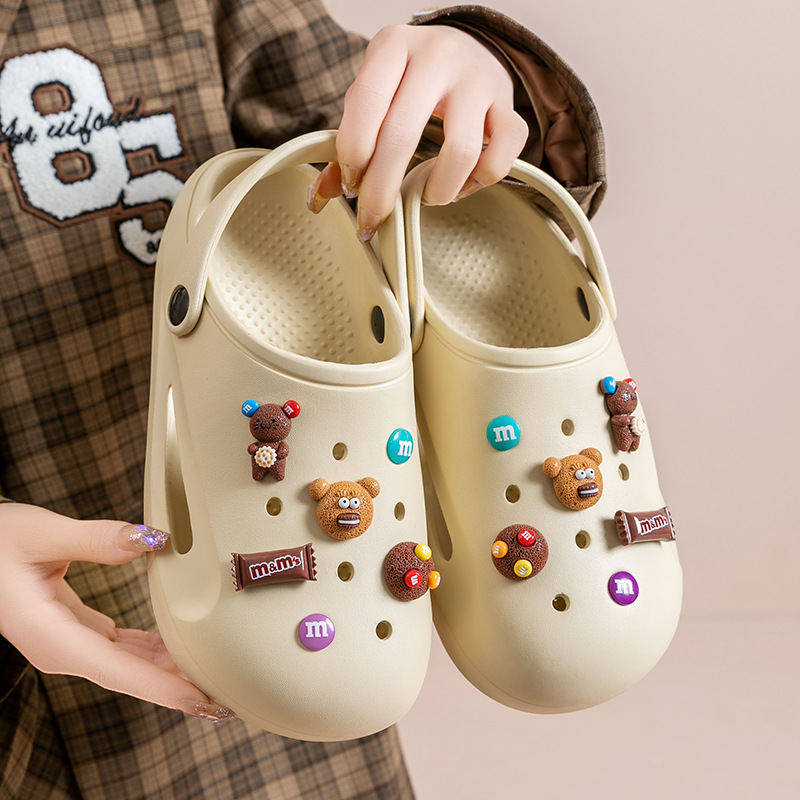 可爱ins潮少女心洞洞鞋踩屎感eva卡通软底包头厚底夏季沙滩凉拖鞋