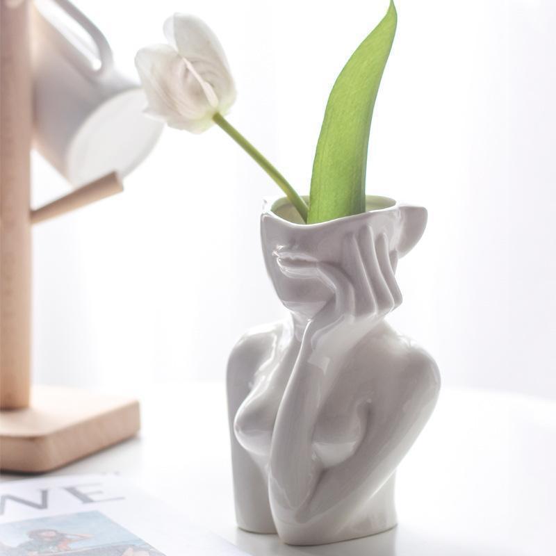 Human Body Ceramic Vase Human Body Modeling Art Vase Nordic Home Decoration Ceramic Vase White Ceramic Vase