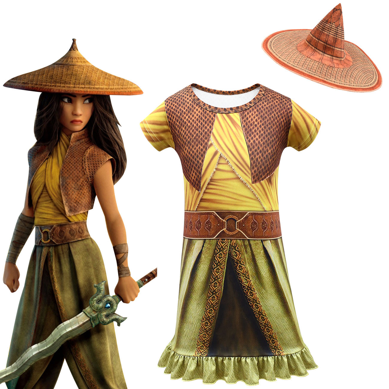 儿童睡裙 寻龙传说 cosplay 拉雅 女童连衣裙 中大童短袖裙80350