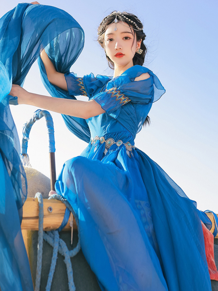 西域公主服装敦煌异域风情印度新疆民族风女装连衣裙沙漠拍照衣服