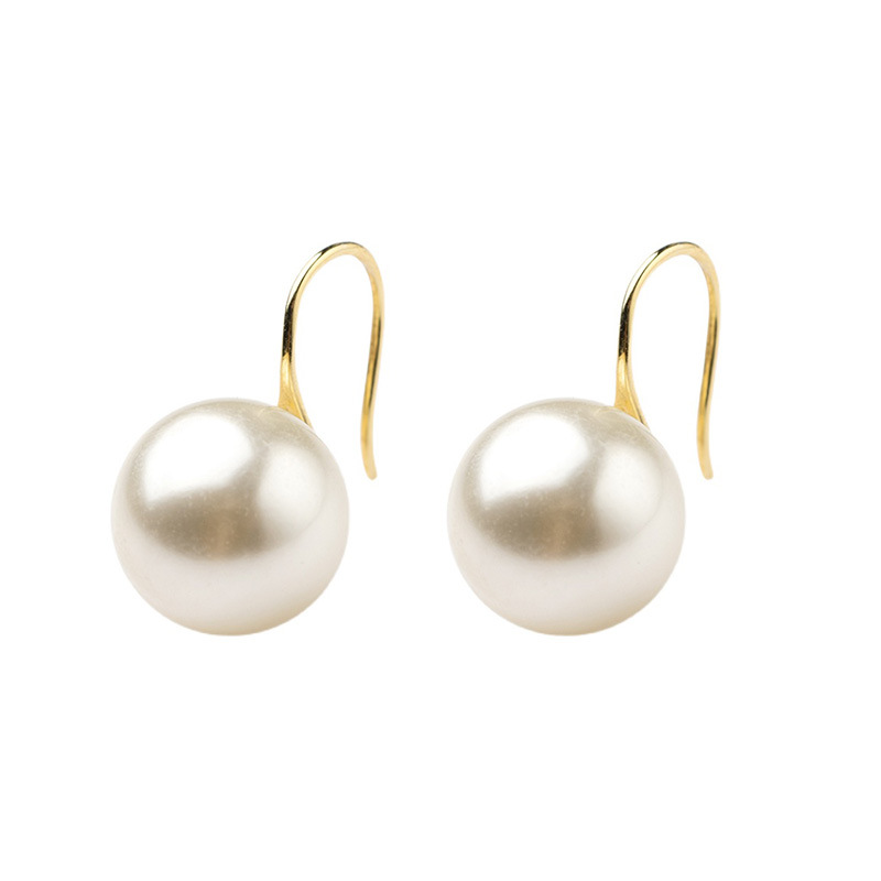 Elegant Shijia Pearl Ear Hook Earrings Women's Light Luxury High-Grade Earrings 925 Sterling Silver Eardrops Niche Pearl Earrings