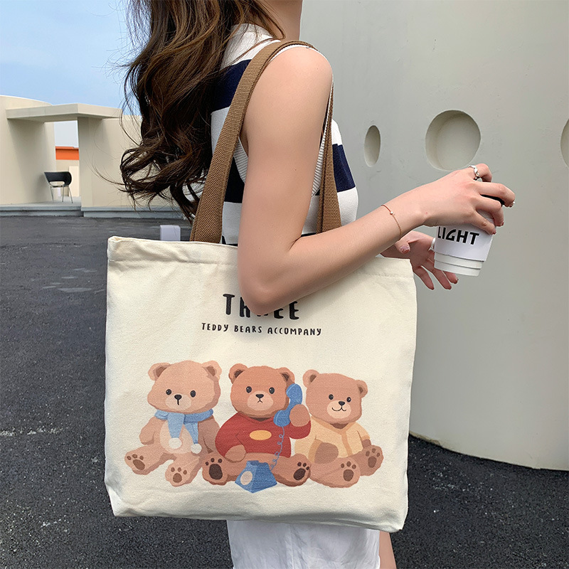 Canvas Bag Female 2024 Spring/Summer New Shoulder Bag Student Versatile Handheld Cloth Bag Large Capacity Cloth Bag Canvas Bag