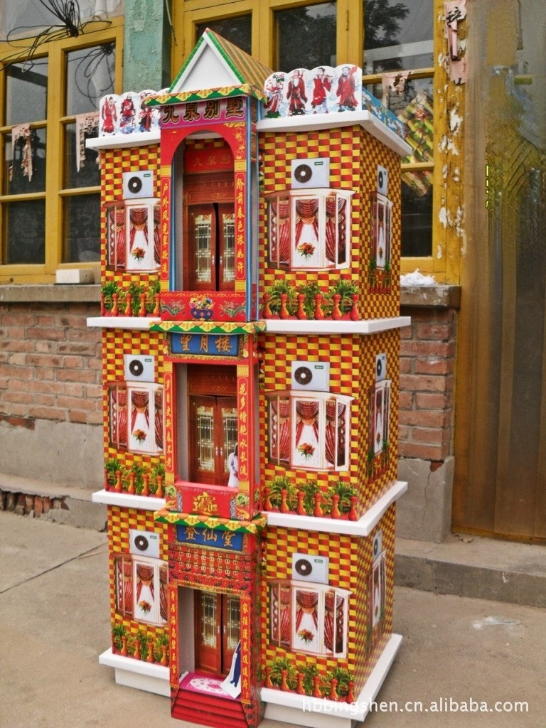 八仙楼二层三层登仙楼九泉别墅纸扎楼房纸活祭祀殡葬用品白事丧葬