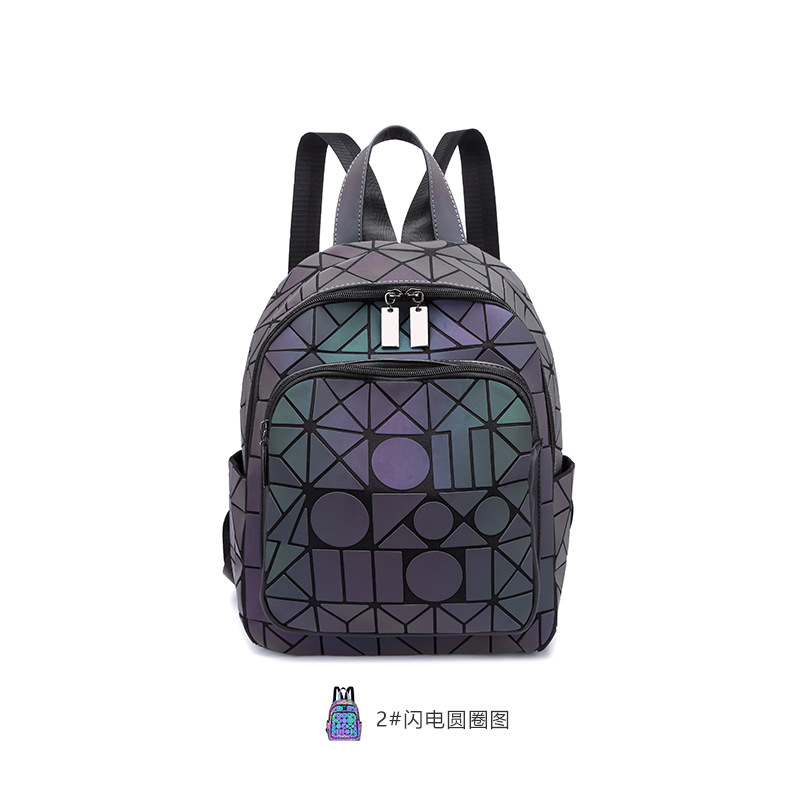 Foreign Trade 2023 New Backpack Anti-Theft Luminous Backpack Lightweight and Large Capacity Schoolbag Fashion Rhombus Backpack for Women