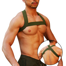 跨境通标纯色男生肩带背后交叉式弹力紧身健身运动背带袋装PU5509