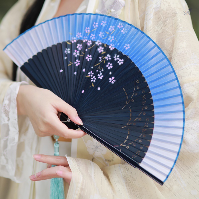 国风折扇仙女扇子古风配旗袍仙气古代易开合夏天竹子竹制便携公主