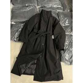 欧洲站2025冬季新款立领长款过膝风衣羽绒服女收腰显瘦白鸭绒外套