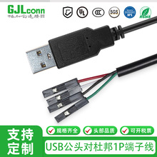 USB2.0公头对杜邦2.54-1P端子线 杜邦公头4芯数据线 打印机延长线