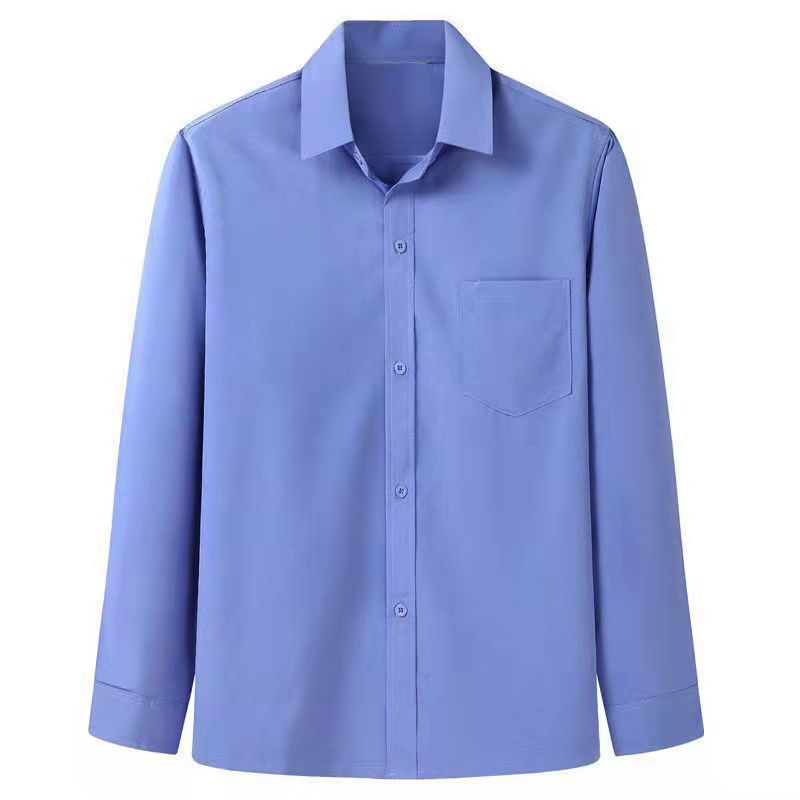 Men's Shirt Long Sleeve Middle-Aged and Elderly Loose Men's Clothing Polo Collar Top Spring and Summer Casual Shirt Non-Ironing Bottoming Shirt