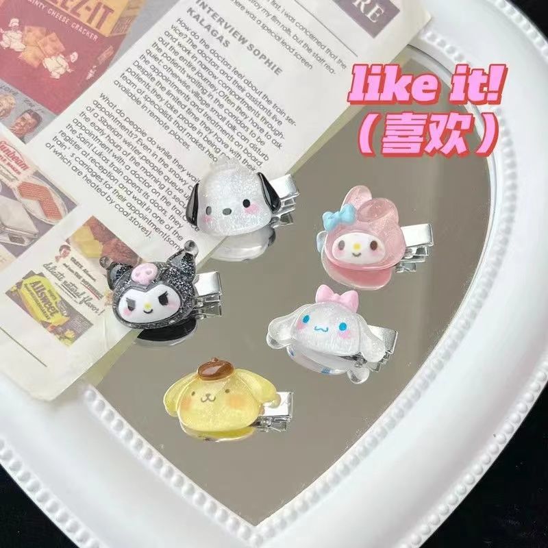 Thin and Glittering Sanrio Mini Small Hairclip Ins Sweet Cute Girl Heart Duckbill Clip Student All-Match Cartoon Headdress