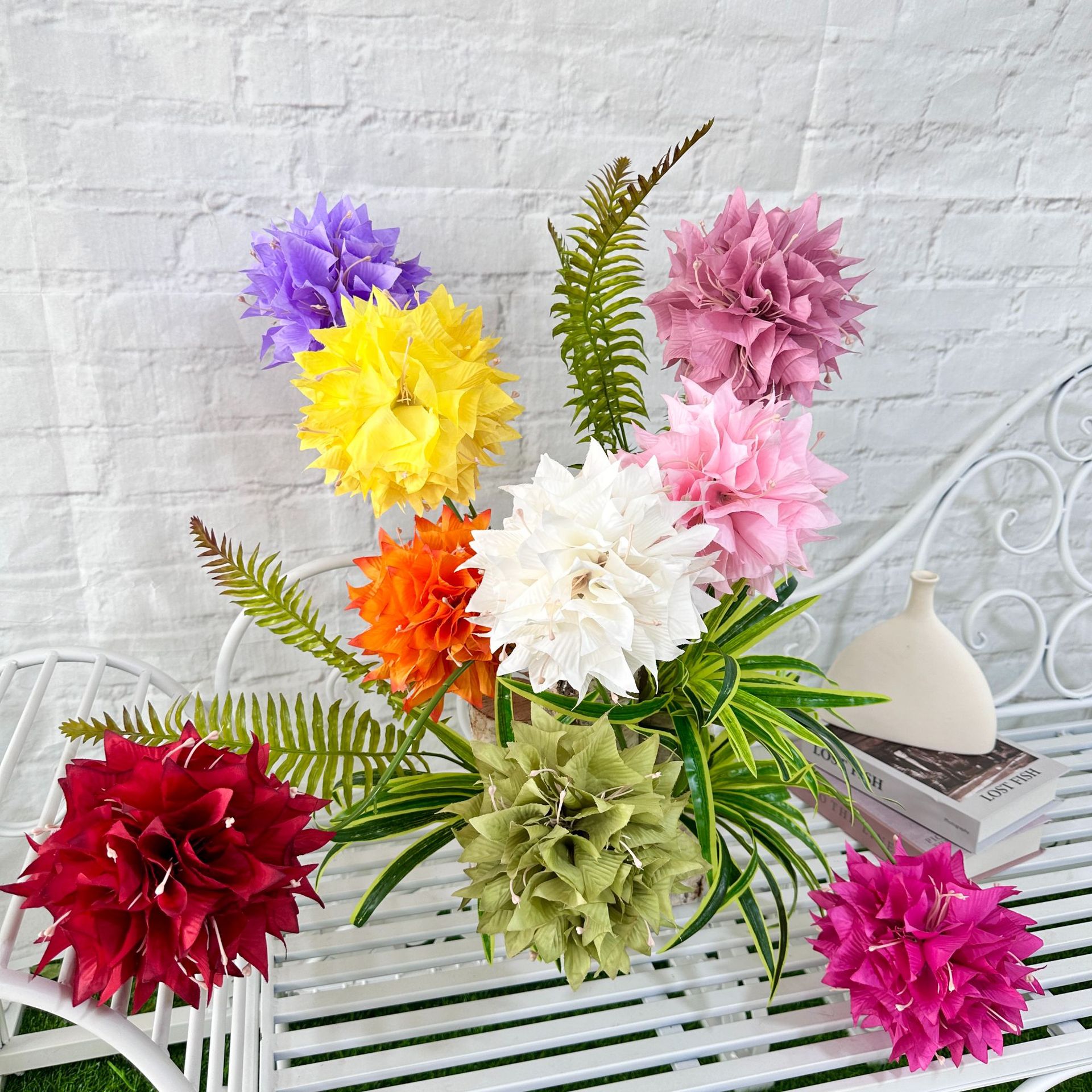 厂家直销新款单支灯笼绣球花仿真花婚庆场景布置插花假花批发绢花