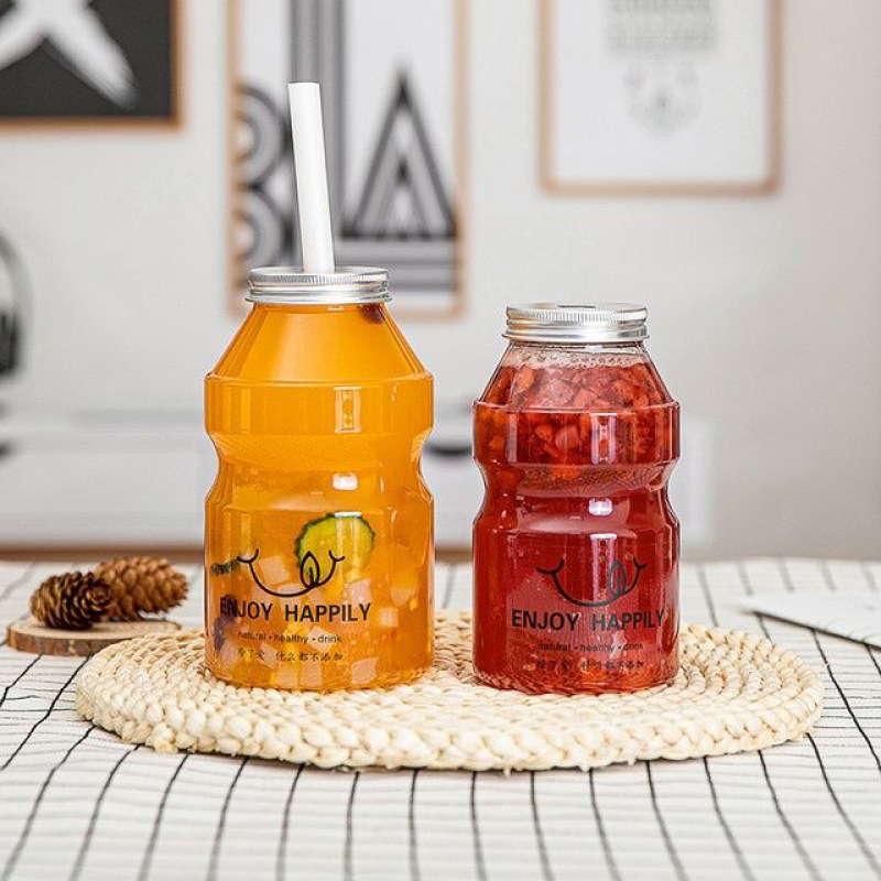 网红奶茶瓶自制饮料用一次性pet带盖杯大容量饮料瓶外卖奶茶瓶