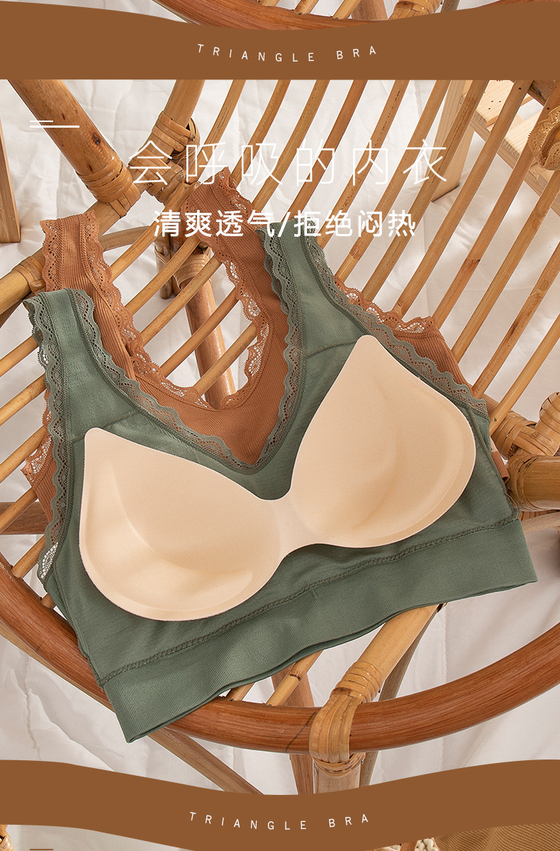 小邱呆呆2069 无缝裹胸女吊带纯色美背 带胸垫螺纹蛋糕无钢圈抹胸