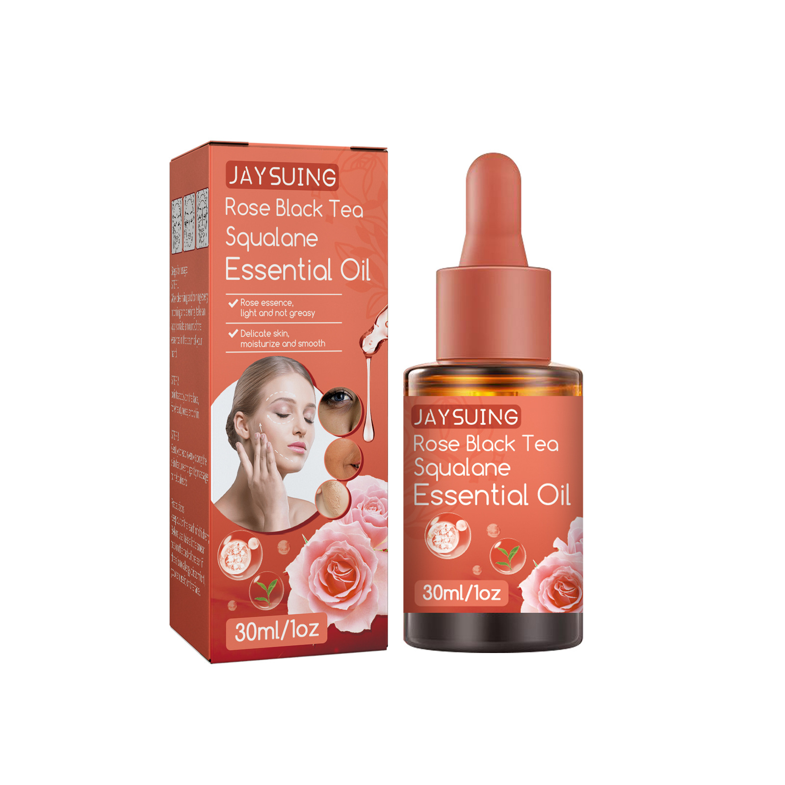 Jaysuing Rose Black Tea Squalane Essence Anti-Dull Dry Hydrating Brightening and Firming Skin