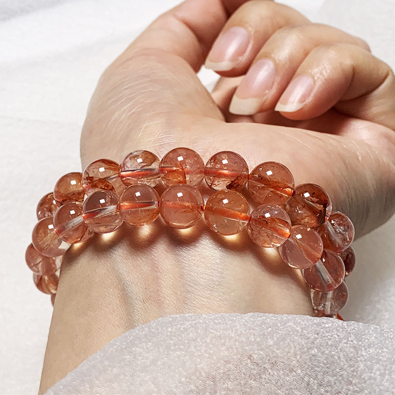 唐元珠宝胶花手串红凤羽幽灵牛血红水晶饰品女批发民族风胶花手链