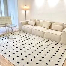 现代简约圈绒客厅地毯极简百搭棋盘格子卧室加厚床边毯客厅茶几毯