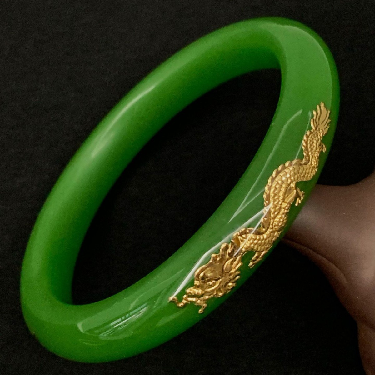 猫眼石龙凤呈祥玉手镯玉髓金镶玉花开富贵镯子送妈妈直播货源批发