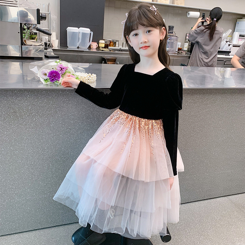 女童连衣裙秋季2024新款儿童秋装裙子小女孩洋气网纱公主裙春秋款