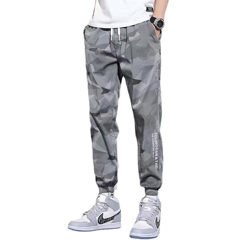   Ice Silk Pants Men's Summer Thin Quick-Drying Breathable Casual Sports Pants oose Tappered Fashionable Camouflage Overalls