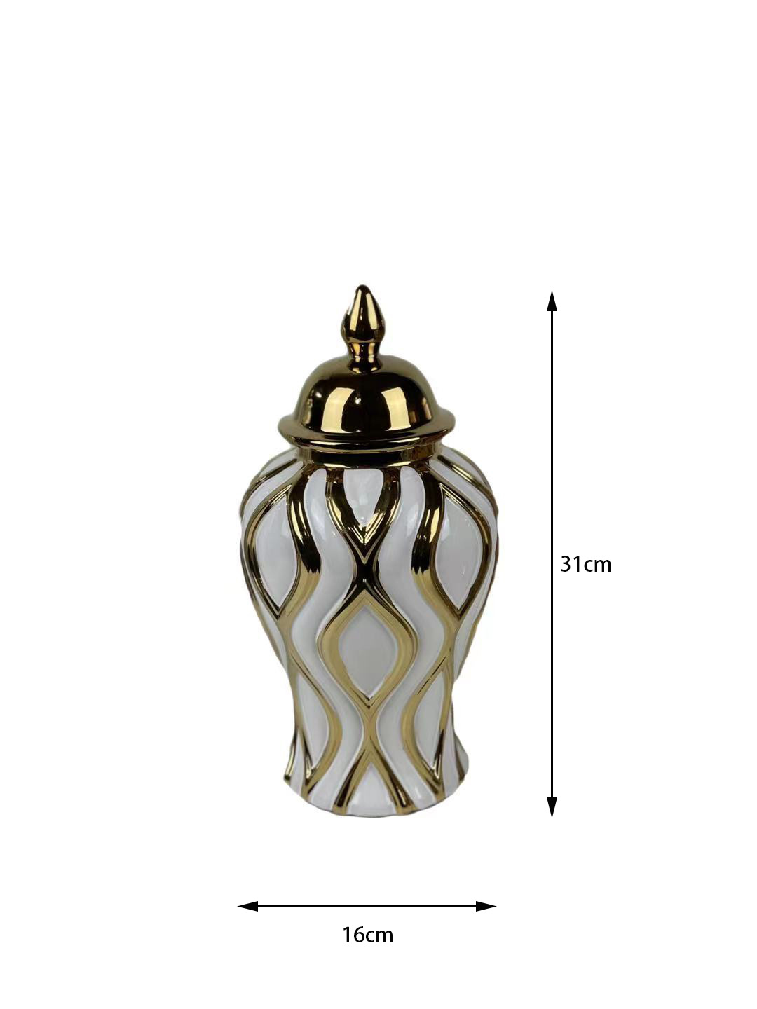 European-Style Electroplated Diamond Double-Spin Electroplated Ceramic Stripes Temple Jar Model Room Living Room and Hotel Black Gold Platinum Vase