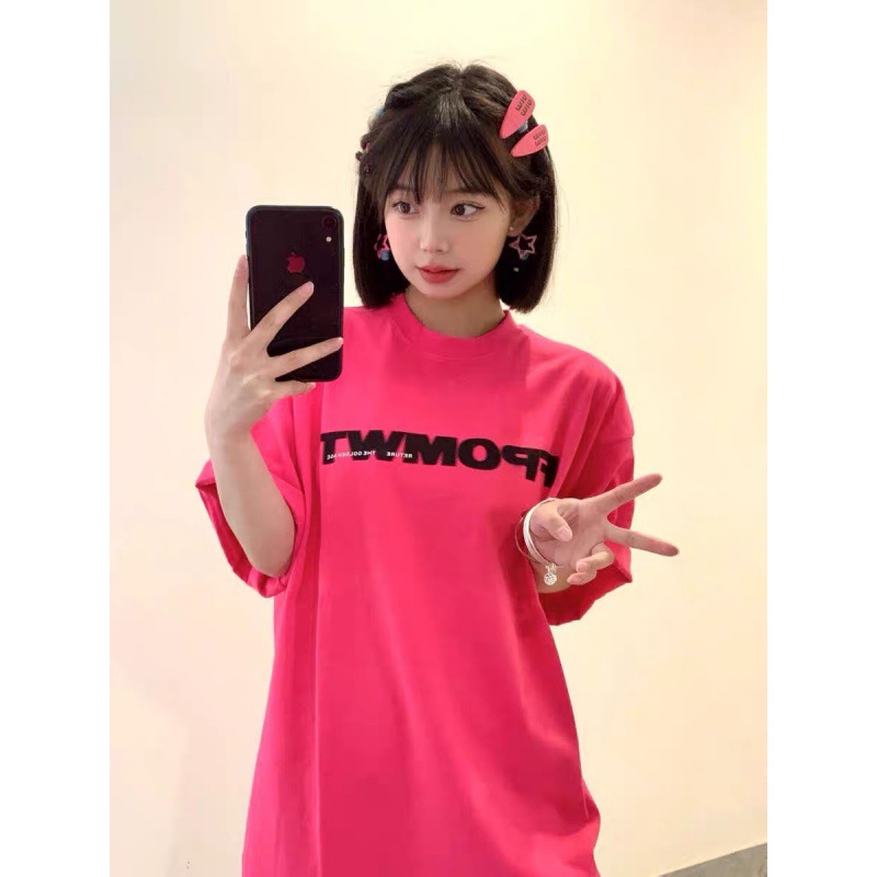2024夏装新款玫红色休闲短袖t恤女夏季宽松上衣-阿里巴巴