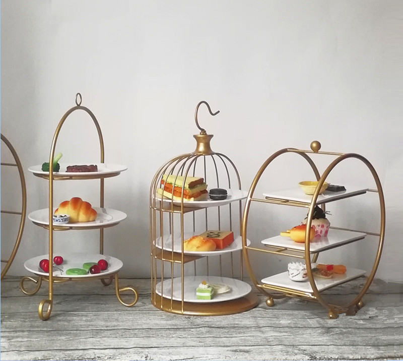 英式下午茶点心架茶歇冷餐铁艺三层甜品台架子水果蛋糕托盘展示架