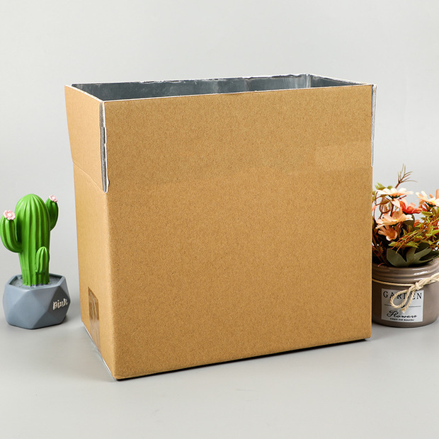 定做冷链海鲜泡沫铝箔保温纸箱 快递便携保温牛皮泡沫铝箔纸箱