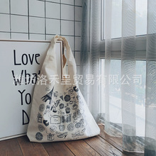 布凡良品/亚马逊跨境货源插画帆布包女单肩学生上课大容量托特包