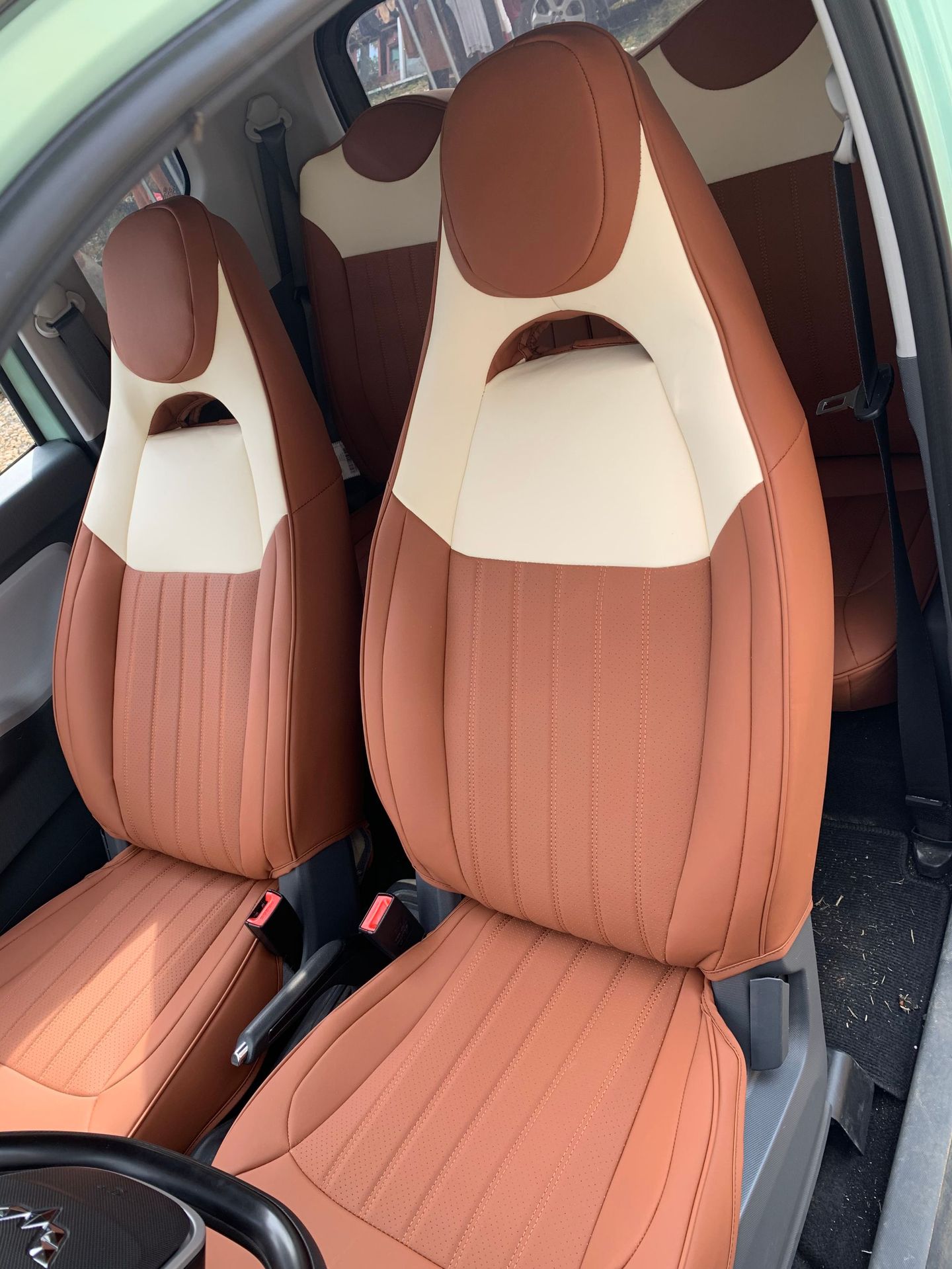 五菱宏光miniev座椅套gameboy复古风米棕色拼接座椅套汽车坐垫套