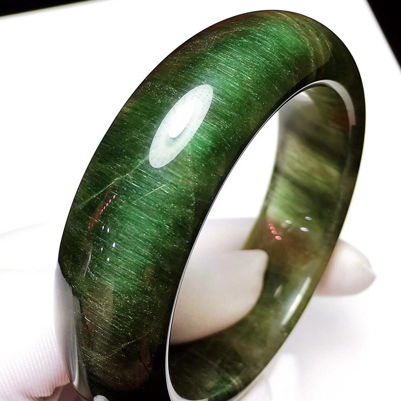 鸿硕晶珍藏巴西天然绿发晶手镯女款晶体通透发丝清爽礼品饰品