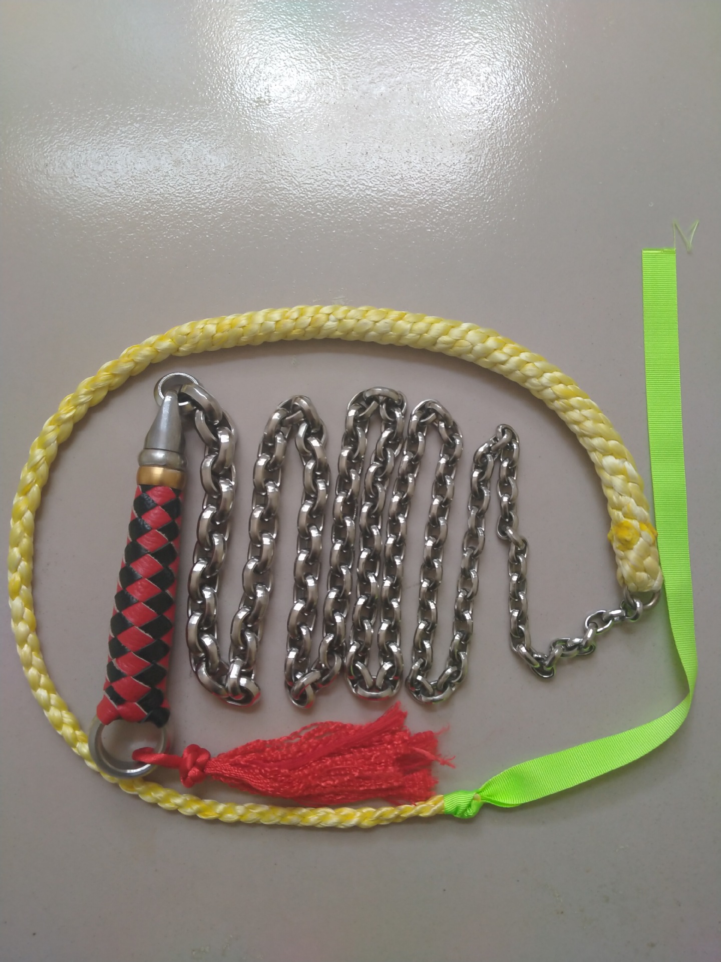 包邮健身鞭麒麟鞭响鞭,不锈钢有纹螺母双楞无纹链子扁环牛皮手把