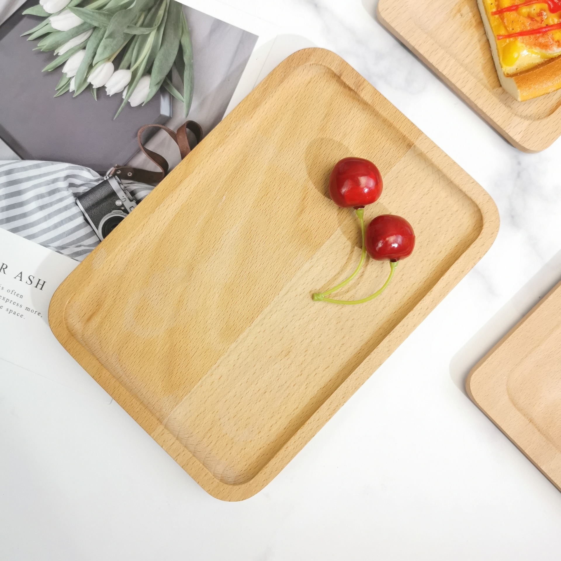 日式木制托盘寿司盘 榉木儿童辅食餐盘水果木盘 创意木质托盘批发