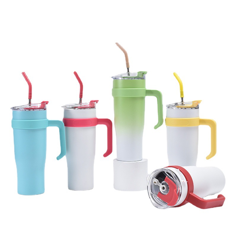 exclusive for cross-border 40oz big mac with handle cup 304 stainless steel cup with straw car heat preservation cold cup