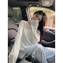 慵懒立体蝴蝶结彩色星星长袖T恤女2025新款夏季薄款防晒罩衫上衣