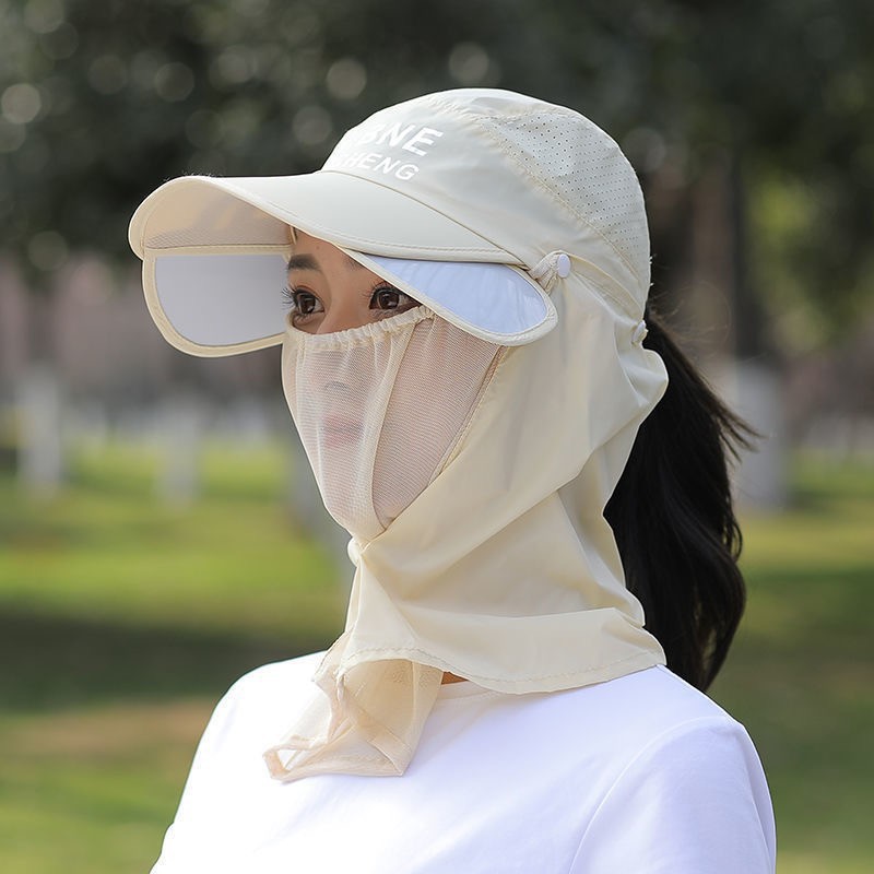 Retractable Detachable Big Brim Sun Hat Female Sun Hat Female Summer Uv Protection Outdoor Veil Cover Face Sun Hat